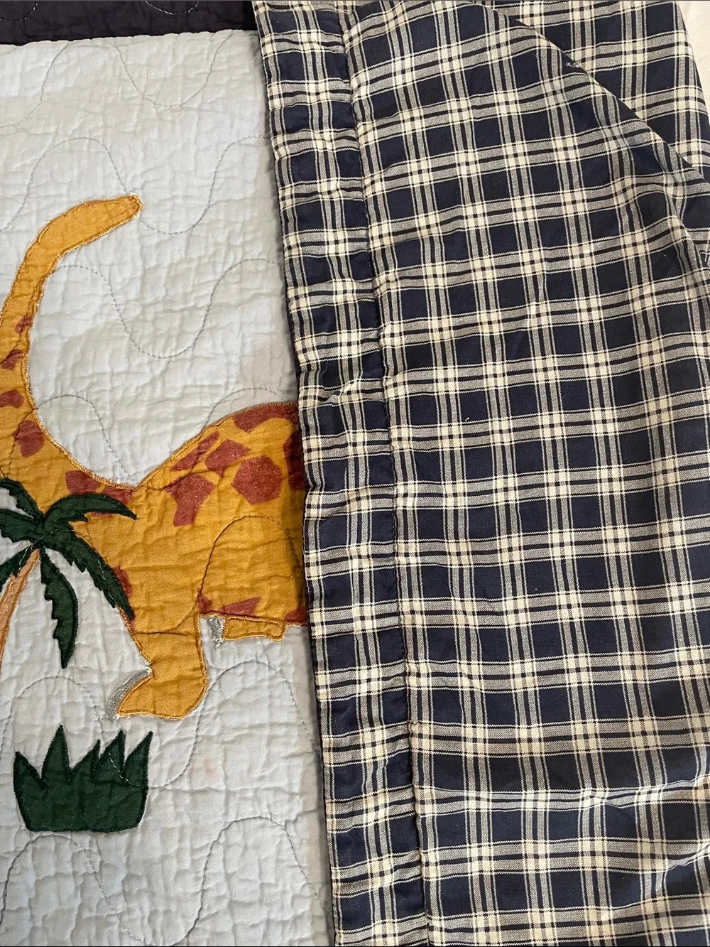 Yellow Dinosaur Appliqué Quilt - Playful 100% Cotton pillow sham
